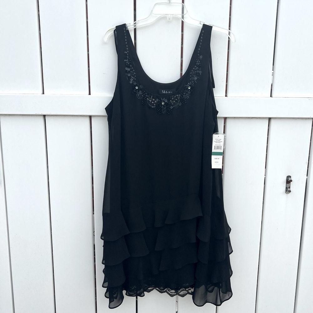 NWT Black Beaded Formal Dress Size 16